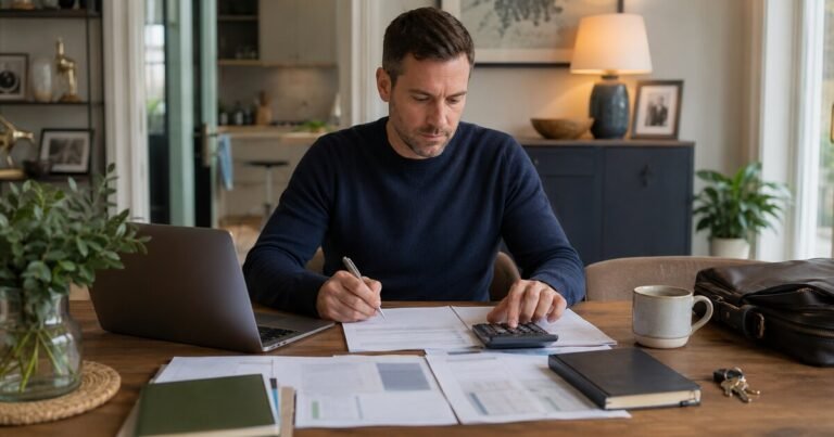 Professional reviewing expenses and asking whether a six-figure salary is rich today.